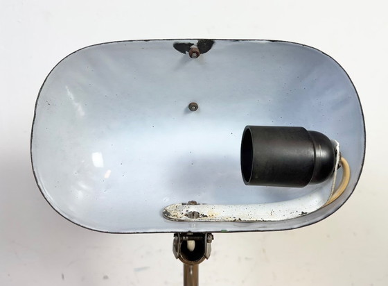 Image 1 of Vintage Green Enamel Bankers Table Lamp, 1950s