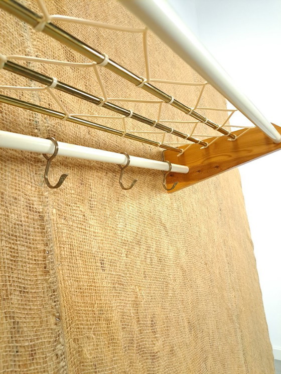 Image 1 of Coat rack from Sweden gold with wood, no. 11