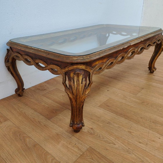 Tavolino da caffè Vintage Regency con piano in vetro. Legno – Tavolini da caffè, Glass, Wood (photo 5 of 12)