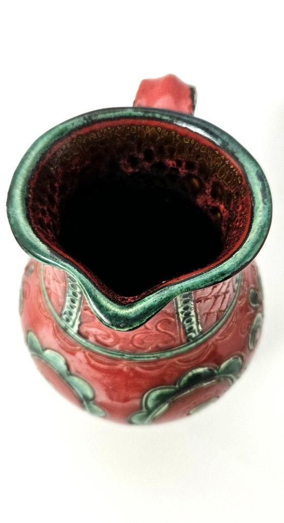 Image 1 of Pichet en céramique peint à la main vintage GMUNDNER Keramik Autriche du milieu du siècle