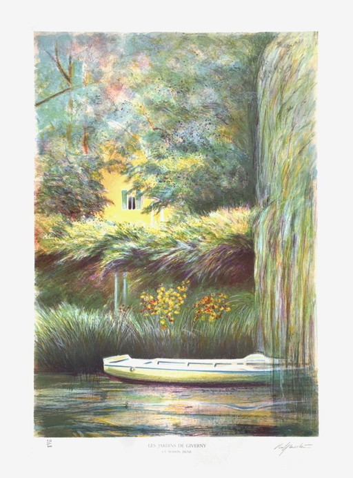 Rolf RAFFLEWSKI Giverny - La maison jaune II Signed lithograph 1990