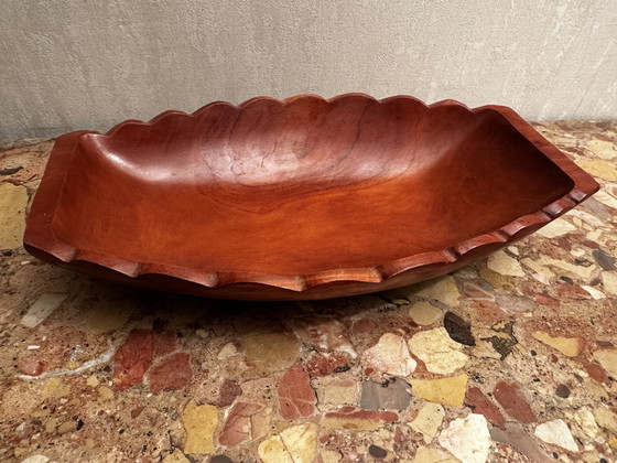 Image 1 of Vintage Reddish Carved Wooden Bowl/Empty Tray - 41/25/H 8 Cm
