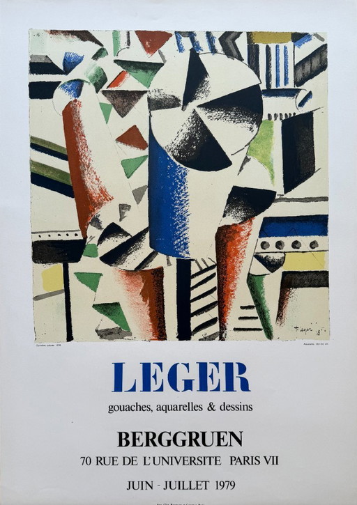Fernand Léger (1881–1955), Gouachen, Aquarelle + Dessins, Originales französisches Ausstellungsplakat