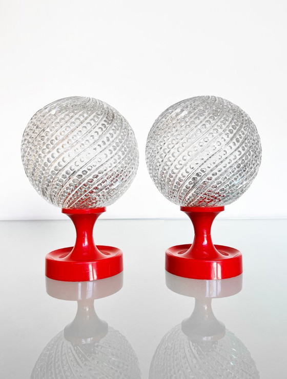 Image 1 of Vintage Hustadt Leuchten red table lamp