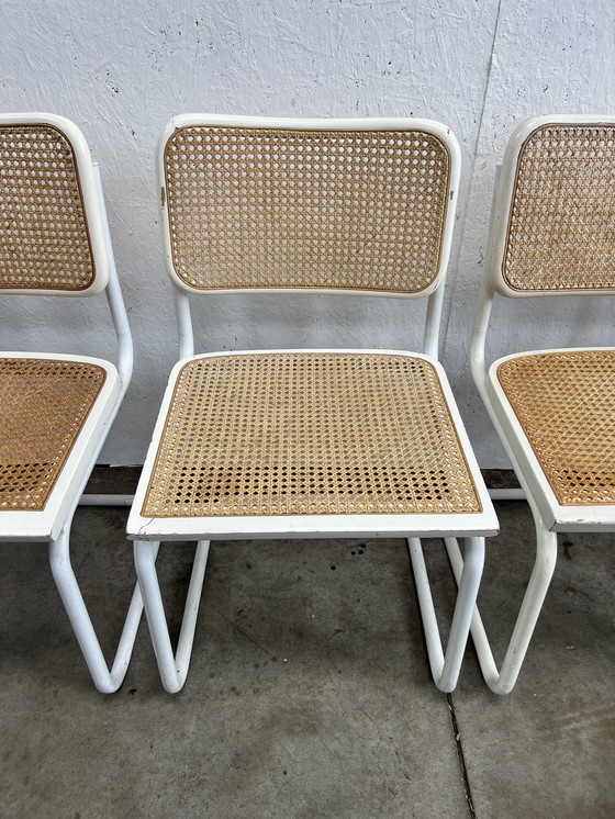 Image 1 of Six Vintage Cesca Design Chairs, White Finish, 1980's