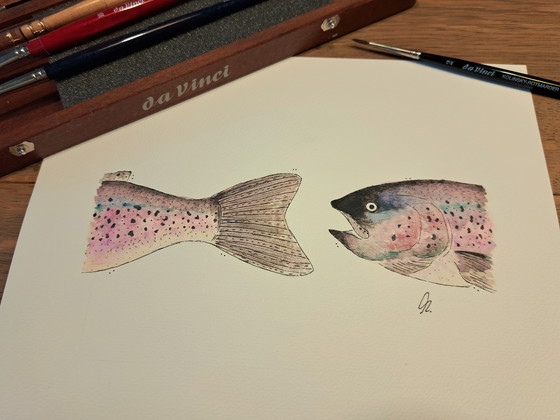 Image 1 of Watercolor painting Rainbow Trout | Blacklist