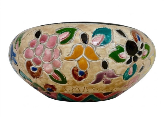 Rare Vallauris Ceramic Set, J. Massier - Cloisonné Art Deco, J. Massier (Vallauris), Decoration, Beige (photo 6 of 8)