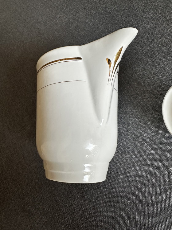 Image 1 of Moulin des Loups Orcerame France Art-Déco Ceramic coffee maker - Gold edging