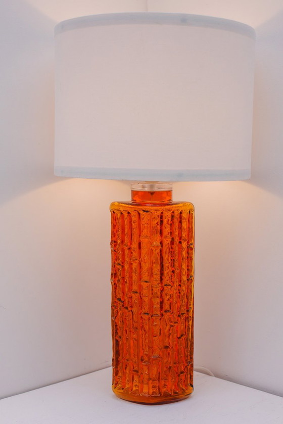 Grand Orange Glass Table Lamp by Gustav Leek for Orrefors, Sweden (photo 17 of 19)