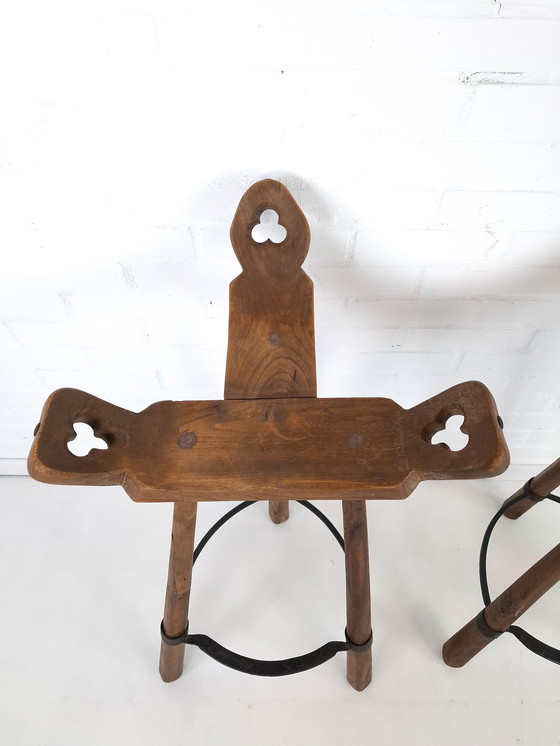 Image 1 of 2X Vintage Brutalist Barstool