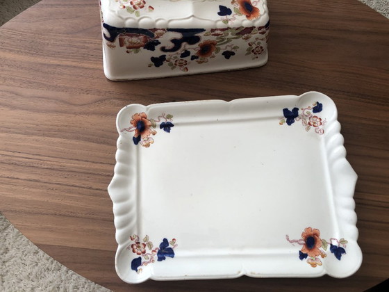 Image 1 of Antique English Large Cheese Keeper or Butter Dish.