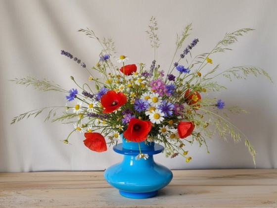 Image 1 of Kosta Boda designer vase by Erik Höglund in stunning turquoise color from 1950-1960.
