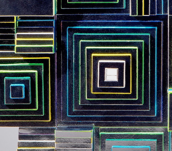 Image 1 of Papiercollage auf Schaumstoffplatte / Mayablau 2025