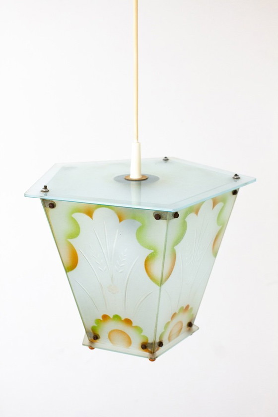 Image 1 of Lampe suspendue Art Déco Malecor Leuchten RDA des années 50/60