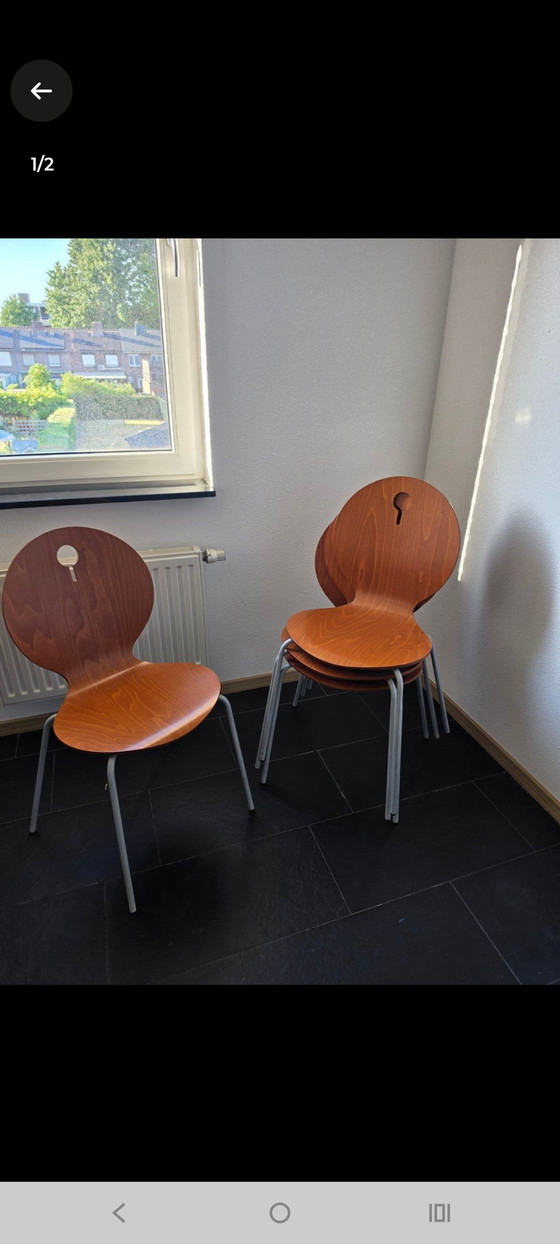 4 chaises Calligaris Design de 2009 – Empilables – Chaises de salle à manger, Aluminium, Wood (photo 5 of 5)