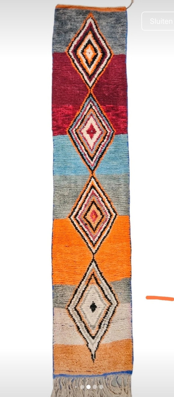Image 1 of Handgeknoopt oosters wol Berber tapijt Boujad new Marokko 74x354cm