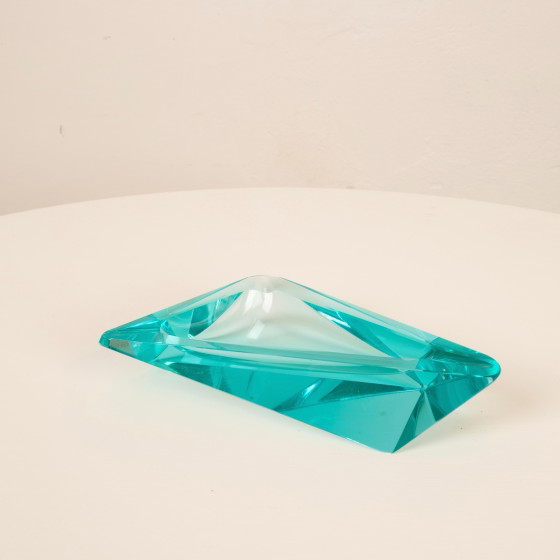 Blauwe kristallen asbak Fontana Arte Stijl, Italië 1970 – Ingrand, Tafelaccessoires, Crystal (photo 10 of 26)