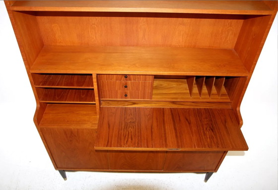 Scrittoio Segretario Scandinavo in Teak, Svezia, anni '50, Scrivanie, Ottone, Scandinavian (foto 4 di 4)