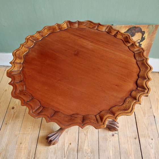 Rococo style wooden side table, brown (photo 6 of 8)