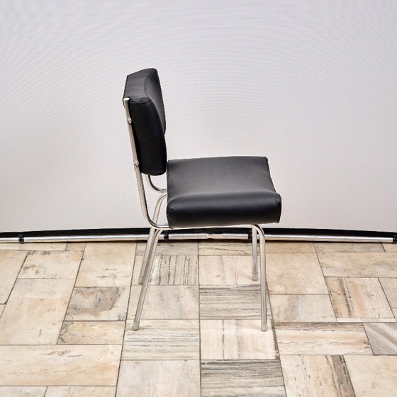 Image 1 of Sedia vintage in pelle con gambe cromate, anni '70, Cecoslovacchia