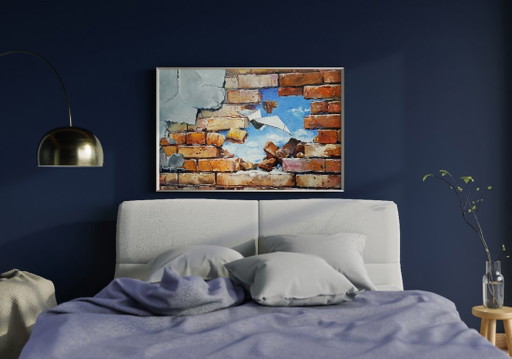Original Oil Painting Modern Art Landscape Sky The Wall – schilderijen tekeningen, Canvas (photo 2 of 7)