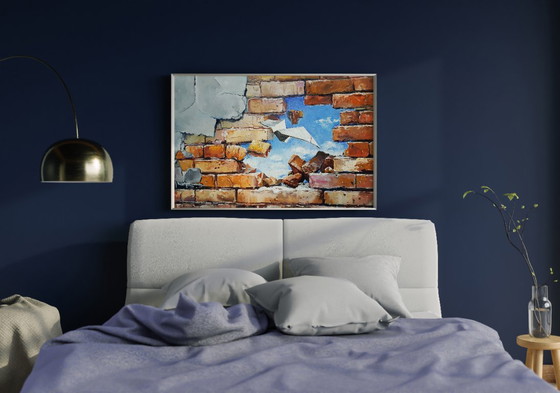 Original Oil Painting Modern Art Landscape Sky The Wall – Paintings & Drawings, Canvas (photo 2 of 7)
