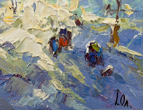 Image 1 of Original Oil Painting Winter Field Landscape There was a lot of snow