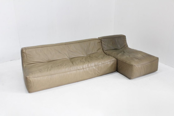 Image 1 of Vintage modulaire sofa groen leer van Verzelloni, Italië, jaren 90 