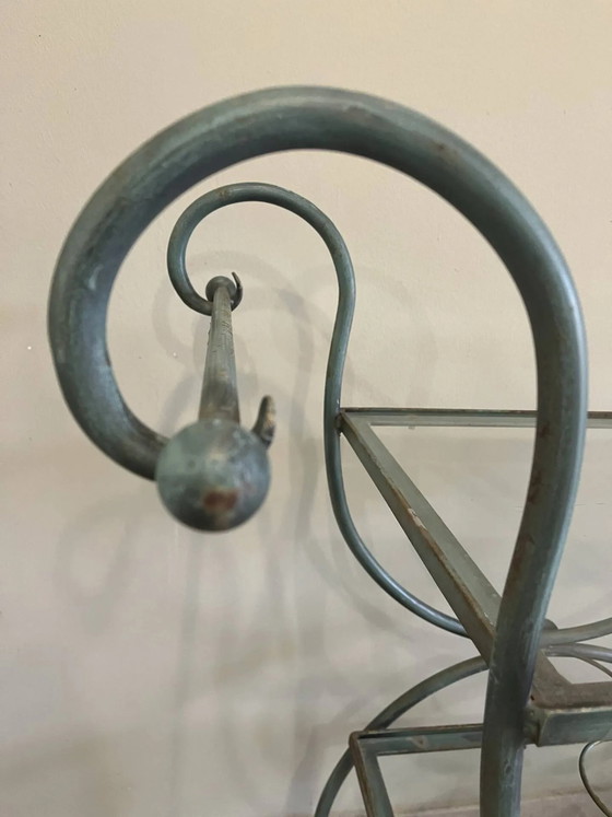 Patinated green-grey wrought iron dessert table – Bar carts, Glass, Art Nouveau (photo 9 of 16)