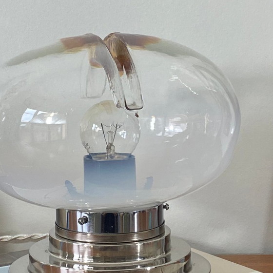 Image 1 of Vintage Murano glass lamp by Mazzega and chromed metal