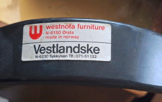 Image 1 of Westnofa Patinated Leather Lounge Chair with Footrest, Norway 1960s