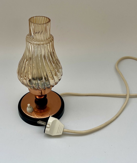 Image 1 of Vintage table lamp with smoked glass – copper & Bakelite – circa 1960s/70s