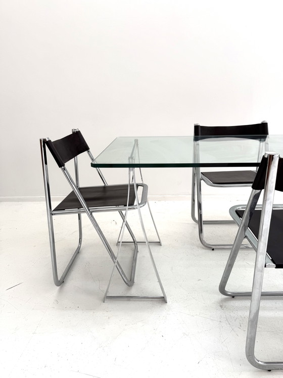4x Vintage ‘Tamara’ Klapstoel, Arrben Italy ‘80 – Klapstoelen, Chrome, Leather (photo 6 of 13)
