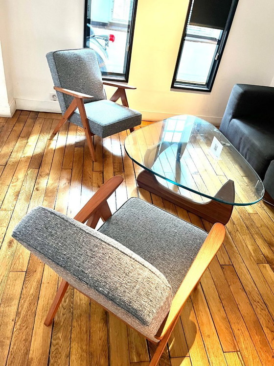 Image 1 of KOMPAS fauteuils in gemêleerd blauwgrijs