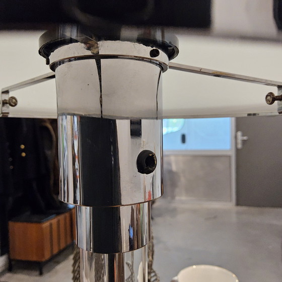 Image 1 of Vintage Chrome Bauhaus Wilhelm Wagenfeld Table Lamp WG24 Opaline glass (70s) design lamp