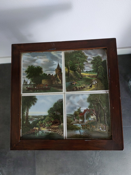 Image 1 of Tavolo occasionale/portavasi in stile Art déco con vassoio in piastrelle