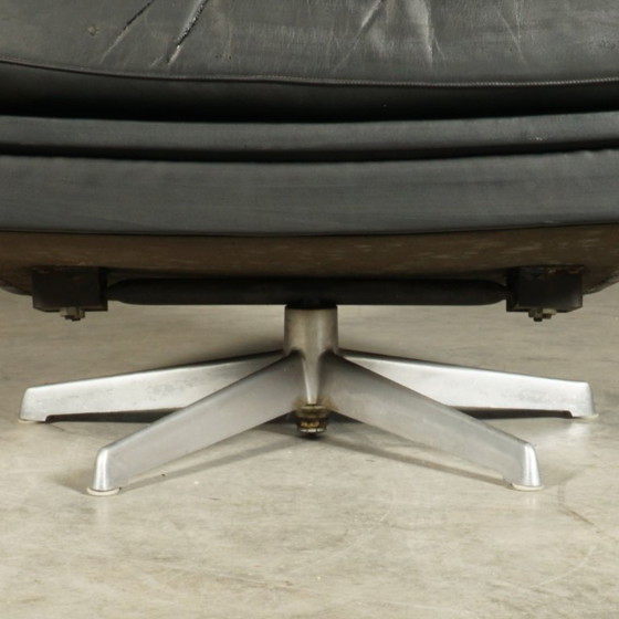 Image 1 of Poltrona girevole vintage in pelle nera, anni '70