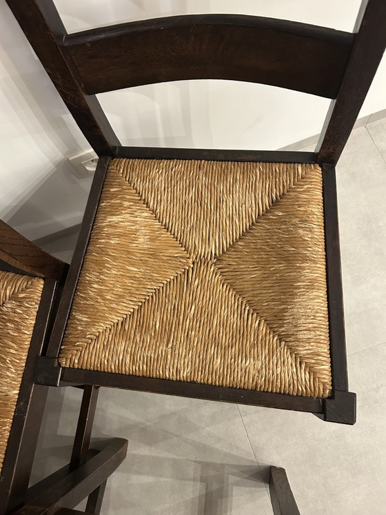 Image 1 of 4x Brutalistische ladderback stoelen