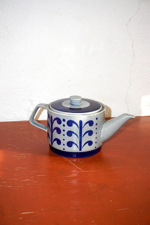 boch belgium ceramic teapot * scandinavian modern blue glaze * mid-century boch la louvière * vintage belgian teapot * abstract 