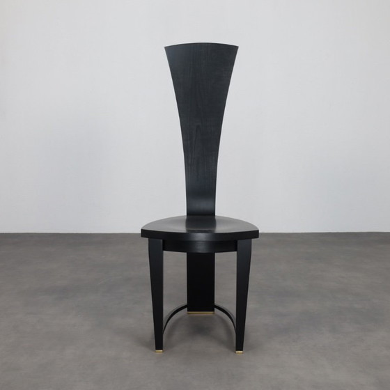 Image 1 of Seltenes Set aus vier Esszimmerstühlen mit hoher Rückenlehne, Italien, 1990er Jahre