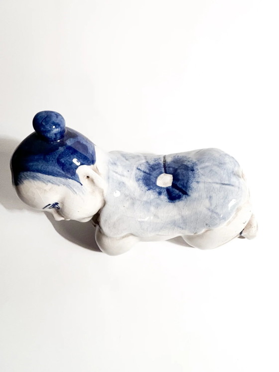 Cuscino in ceramica cinese bianca con decorazioni blu Cina, anni '30 – Oggetti decorativi (photo 3 of 9)