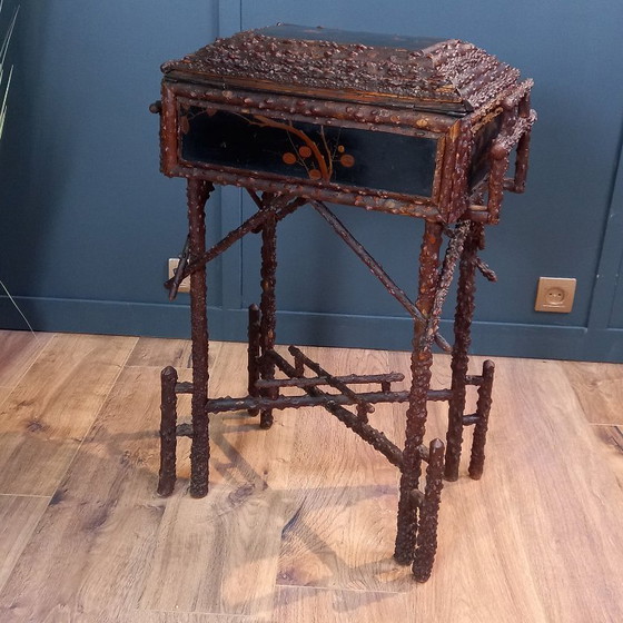 Image 1 of Antique Japanese Faux Bois sewing table