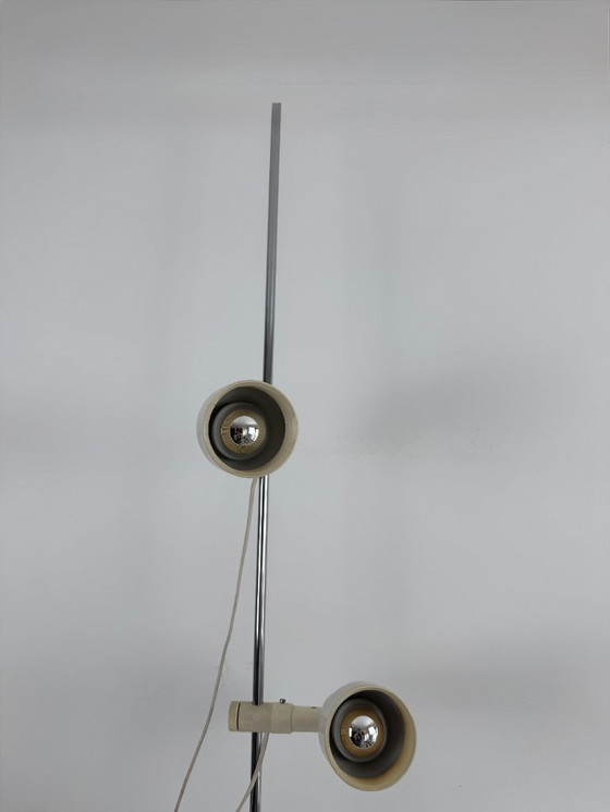 Image 1 of Vintage Adjustable Floor Lamp, Chrome and Beige Pressed ABS, France, 1970