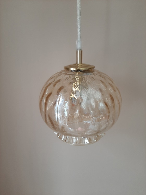 Image 1 of Vintage bubble hanglamp | Vintage bol amberkleur jaren 60