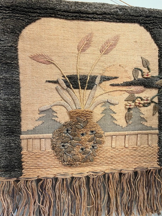 Vintage wandtapijt bohemien bloemencompositie – Wanddecoratie, Textile, Wool (photo 2 of 11)