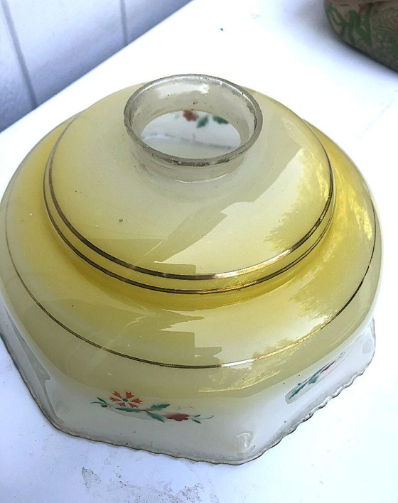 Image 1 of Vintage glazen lampenkap met bloemmotief - jaren 1950-60