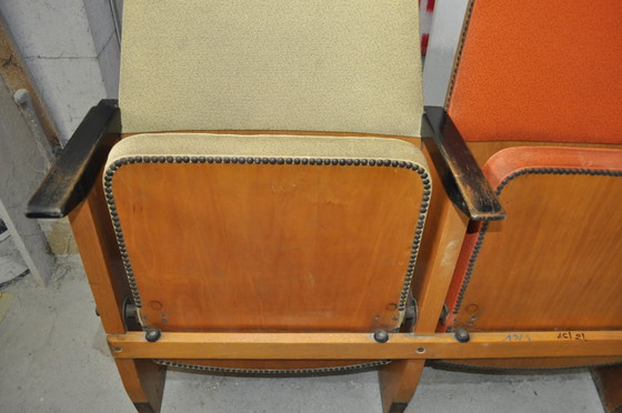 Mid-Century Hungarian 2-Seater Cinema Bench from Szék és faárúgyár, 1950s, Benches, Beige, Mid Century Modern (photo 4 of 8)