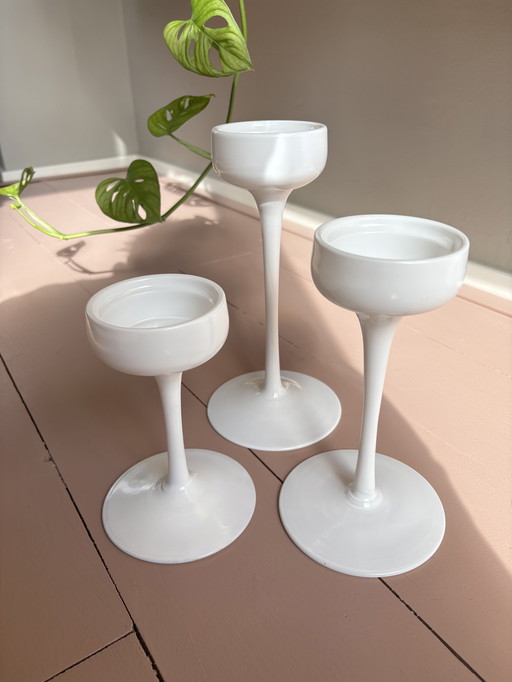 Set of 3, Ikea Blomster candlestick, white