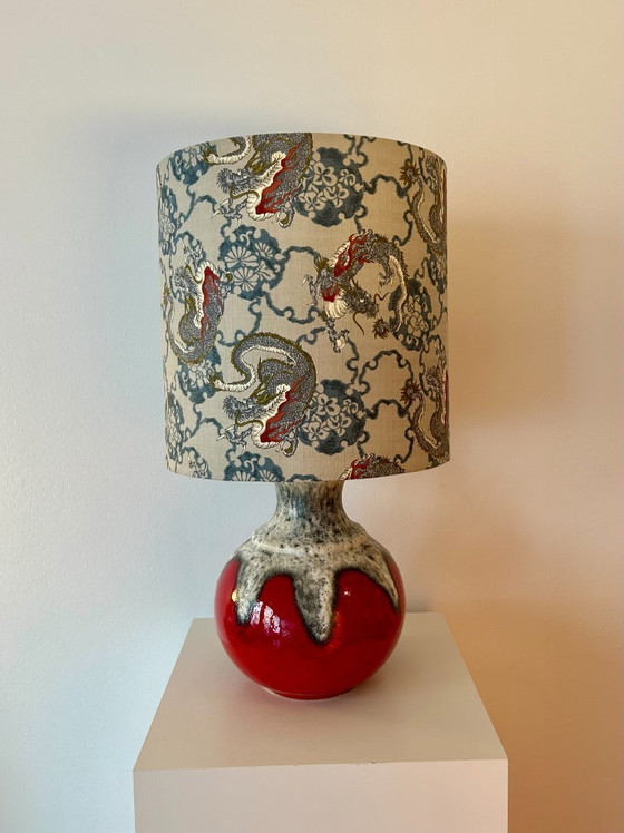 Image 1 of Striking table lamp with dragon shade - upcycled from a Fat Lava vase by Bay