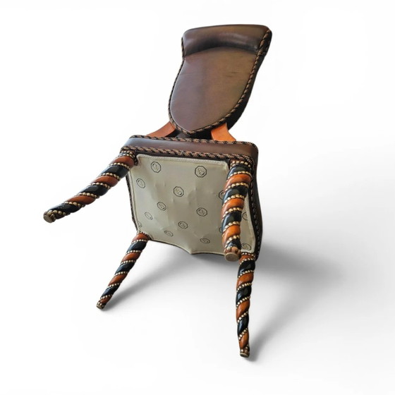 4 x Sedia in pelle mai vista prima / Anni '80 – Poltrone relax, Leather (photo 7 of 15)